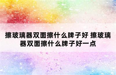 擦玻璃器双面擦什么牌子好 擦玻璃器双面擦什么牌子好一点